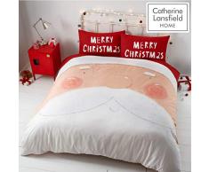 Catherine Lansfield Bettwäsche-Set Santa Nose, pflegeleicht, Einzelbett, Rot