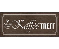 Schatzmix Spruch Kaffee-TREFF (braunes Schild mit Kaffeetasse) Metallschild 27x10 Deko tin Sign Blechschild, Blech, Mehrfarbig, 27x10 cm