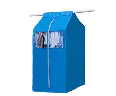 Großer Kleiderschrank zum Aufhängen, rahmenlos, 420 D Oxford, Kleiderschrank Organizer, Schutz, Reißverschluss Kleidertasche mit magischem Klebeband und durchsichtigem Fenster (HZC71-D), seeblau, L:19.7x23.6x44inch