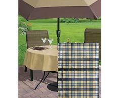 Homestead Plaid Flanell Rückseite Vinyl Tischdecken, blau, 70 Umbrella Round