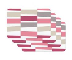 Venilia Black Jack Pink Tischset Platzset für Esszimmer Rosa Grau Vintage Streifen-Muster, 4er Set abwischbar Polypropylen, lebensmittelecht 45 x 30 cm, 4 Stück, 59058, Kunststoff, Motive