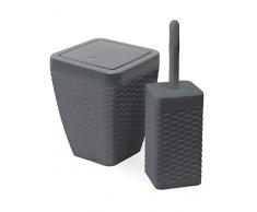 Addis Faux Rattan quadratisch Badezimmer Set Swing Bin- und WC-Bürste grau, anthrazit, 5 Liter