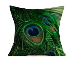 Qinqingo Kissenbezug, bunt, Pfauenfedern, für Zuhause, Sofa, Dekokissen 18x18 Pf#13