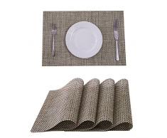 Sunshine Fashion Inc Tischsets, PVC, Esszimmer-Tischsets für Tisch, wärmeisolierend, schmutzabweisend, für Küche, einfacher Stil, Kunststoff-Platzdeckchen, Vinyl-Platzdeckchen, 4er-Set beige