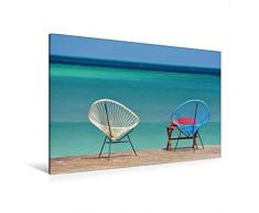 Premium Textil-Leinwand 120 x 80 cm Quer-Format Zwei Stühle am Karibischen Meer | Wandbild, HD-Bild auf Keilrahmen, Fertigbild auf hochwertigem Vlies, Leinwanddruck von Frank Hornecker