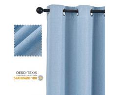 ALLBRIGHT Vorhänge und Vorhänge aus Leinen, Thermo-Isolierung, 100% Verdunklung L96 | 2 Panels himmelblau