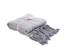 MOOJIIN Moonjiin Decke aus 100% Baumwolle, wendbar, weich, leicht, mit Quasten, für Zuhause, Dekoration, Bett, Sofa, Sessel 51x63 grau