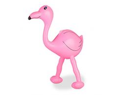 Relaxdays aufblasbarer Flamingo, Pool u. Strand Party Deko, Fotorequisite, Wasserspielzeug, Partyzubehör, ca. 60cm, pink