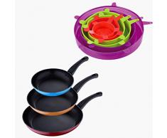 San Ignacio PK1782 Set 3-teilig Ø20/Ø24/Ø28 Pfannen aus geschmiedetem Aluminium, Induktion + 12 Silikondeckel in Farbe