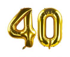 GAKA 101,6 cm Geburtstag Zahlen Luftballons Folienballon für Jahrestag Party Dekoration 40 Gold