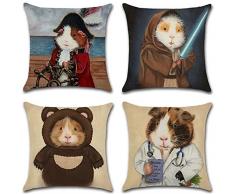 Ussuperstar Set der 4 Überwurf Kissen Cartoon Tier Thema Kissenbezug Deko Katze Hund Panda Kissen Fall 45,7 x 45,7 cm Kissenbezüge 18 X 18 inch Guinea Pig