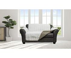 Quick Fit Jeremy Sherpa Loveseat Bezug aus Mikrofaser, wendbar, wasserabweisend, Taupe, 80x86