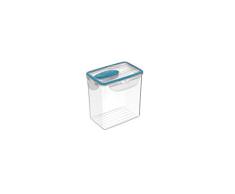 BIESSE CASA Von Kühlschrank zu Mikrowelle mit einem klick Frischhaltedosen mit 0,6 l Fassungsvermögen, aus doppelt gespritztem Kunststoff und Gummi mit Ventilsystem, Plastik, blau, 0.6 Litre