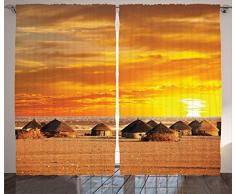 Farm House Decor Vorhänge von ambesonne, afrikanischen Landschaft von einem kleinen Town mit Horizon Skyline bei Dawn Äthiopische Foto, Wohnzimmer Schlafzimmer Fenster Drapes 2 Panel Set, Orange, Textil, Multi 1, 108 W By 108 L