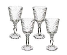 Villeroy&Boch 11-7319-8110 Villeroy & Boch-Boston Flare Rotweinkelch Set 4tlg, Rotwein Kristallgläser mit extravagantem Rautenmuster, große Abstellfläche, spülmaschinengeeignet