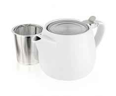 Tealyra Kleine Teekanne aus Porzellan, Modell Pluto, keramik, weiß, 18.2-ounce