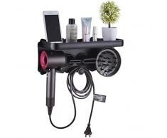 Magik Magnetischer Supersonic Haartrockner Zubehör Metall Wandhalterung Halterung Halter für Dyson und andere Haartrockner Badezimmer Zahnbürste Make-up Kosmetik Regal Regal Regal Regal Regal Aufbewahrung Organizer Large, Black schwarz