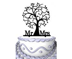 Meijiafei Mr and Mrs Cherry Blossom Tree Unique Wedding Cake Topper