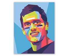 Tom Brady Poster – NFL Schlafzimmer Wandbild – Modern Pop Art Portrait – Geschenk für Männer Modern 11x14