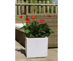 Kasamodern Modern Concrete Square Pot Planter Pflanzgefäß, weiß, Medium
