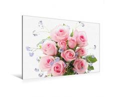 Premium Textil-Leinwand 120 x 80 cm Quer-Format Rosenstrauß mit Vergissmeinnicht | Wandbild, HD-Bild auf Keilrahmen, Fertigbild auf hochwertigem Vlies, Leinwanddruck von Gisela Kruse