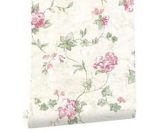 TaoGift Selbstklebendes Wandregal mit Blumenkontakt für Wände, Schränke, Kommode, Backsplash Schlafzimmer Aufkleber 44,7 x 117 cm
