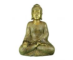Benzara BM170614 Göttliche Buddha-Figur sitzend und meditierend, Polyresin, Gold