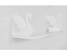 lamodahome Wandregal Wand montierbar unsichtbar Metall Klammern einfach aufzuhängen Glatte White Swan gerade Dekoration einfach Kleine niedlich 100% Melamin Beschichtete Spanplatte Größe (59,9 x 20,1 x 20,1 cm)