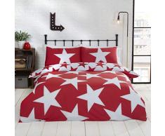 Rapport Stars Wende-Bettwäsche-Set, Polycotton, Rot, Einzelbett