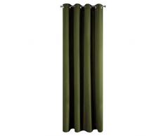 Design91 Glatt Matt 8 Ösen Weich Vorhänge Gardinen Modern Schlicht Schlafzimmer Kinderzimmer Wohnzimmer, Dunkelgrün, 140X250cm