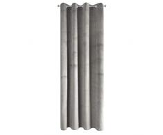 Eurofirany Pierre Vorhang Gardine Samt Ösen Velvet – Wohnzimmer Schlafzimmer Modern Klassisch Metallösen 1. Stk 215g/m², Silbergrau, 140X250cm