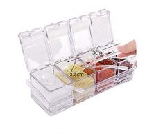 CYIR Gewürzständer mit 4 Gewürzbehältern mit Deckel und Löffel, transparent