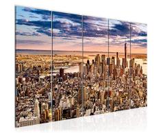 Bilder New York City Wandbild 200 x 80 cm Vlies - Leinwand Bild XXL Format Wandbilder Wohnzimmer Wohnung Deko Kunstdrucke Braun 5 Teilig - MADE IN GERMANY - Fertig zum Aufhängen 610055b