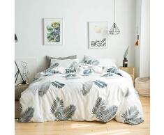 YuHeGuoJi 3-teiliges Bettwäsche-Set aus 100% Baumwolle, modernes bedrucktes Muster, Bettwäscheset, 1 Bettbezug mit Reißverschluss und Eckbändern, 2 Kissenbezüge, Hotelqualität, weich, leicht, atmungsaktiv Garten King Design 6