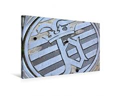 Premium Textil-Leinwand 75 x 50 cm Quer-Format Kanaldeckel Wanddekoration Brügge Belgien außergewöhnliches Wandbild Schachtabdeckung Gullydeckel Denkspiel | Wandbild, HD-Bild auf Keilrahmen, Fertigbild auf hochwertigem Vlies,