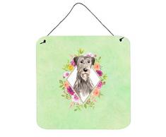 Carolines Treasures Irish Wolfhound Green Flowers Türaufhänger, Wanddekoration, Mehrfarbig