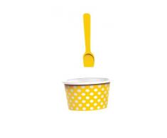 ZAK Dotty Eisbecher Ø 8 cm mit Eislöffel, gelb/weiß