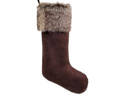 gireshome Kaffee Wildleder mit Kunstfell Cuff Weihnachtsstrumpf Xmas Tree Decor Festival Party Ornament 25,4 x 45,7 cm