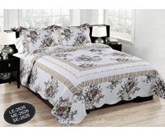 ForenTex Tagesdecke für Bett 150 cm, wendbar, genäht, für Frühling/Sommer, Blumenmotiv, ohne Kissenbezüge, 240 x 260 cm REF LE-2626