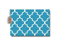 Vandarllin Marokkanische-Gitter Muster Fußmatten Teppich, rutschhemmenden Rutschfest Gummi Indoor Outdoor Küche Eintrag 18 x 30 Himmelblau