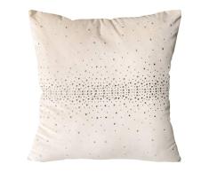 Eurofirany Kissenhülle Kissenbezug Couchkissen Sofakissen Bettkissen Zimmerdekoration Elegant Edel Exklusiv Velvet Samt Steinchen Glitzer, Creme, 45x45cm, 2