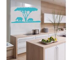 INDIGOS 4052166118132 Wandtattoo w556 Afrika / Steppe Elefant Nashorn Wandaufkleber 96 x 50 cm türkis