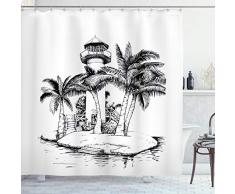 Musik Vorhang für die Dusche von ambesonne, Doodle Style Illustration der Gitarre Instrument mit Noten Hand Ziehen, Kunst, Stoff Badezimmer Decor Set mit Haken, blau rot gelb, Textil, Multi 3, 69W x 75L