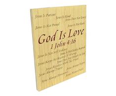 Spirit & Truth Wandbild God is Love 1 Johann 4:40 Schild mit tiefem Waschbecken, 20 x 24,25 x 1,25 cm