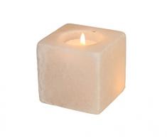 HIMALAYA SALT DREAMS - Salzkristall Teelichthalter Kubus, White Line
