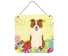 Carolines Treasures Ostereier Border Collie, rot/weiß, Metalldruck, 15,2 x 15,2 cm, Mehrfarbig