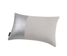 Aitliving Kissenbezug für Couch aus Leinenmischung mit Metallic-Druck, Goldschimmernd, silberfarben, Bedruckt, dekoratives Sofakissen 12x20 inch(30x50cm) Block Silver(Natural Base)