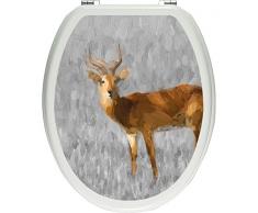 Pixxprint 3D_WCs_3717_32x40 grazile Dorkasgazelle im trockenen Gras als Toilettendeckel Aufkleber, WC, Klodeckel, gläzendes Material, schwarz/weiß, 40 x 32 cm