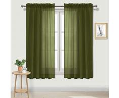 DWCN Sheer Gardinen Leinenoptik Stange Pocket Wohnzimmer Vorhänge Set 2 Stück Fenstervorhänge 52 x 63 inch olivgrün