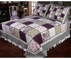 Elegant Décor Steppdecke, Baumwolle, ca. 106 x 244 cm, Sugarplum